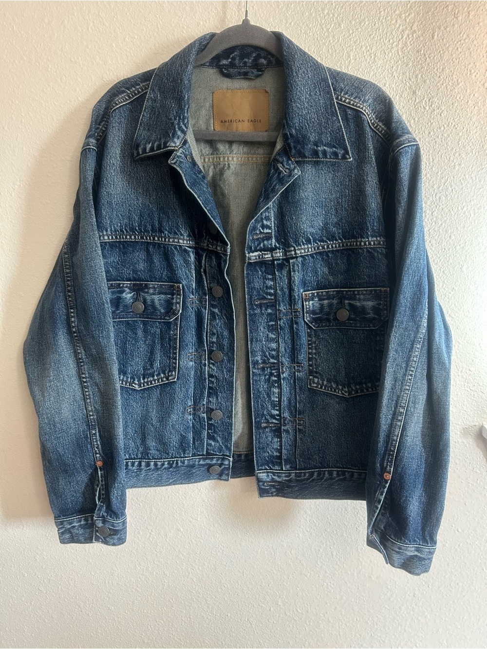 AE Boxy Denim Trucker Vintage Inspired Jacket Mens Size M